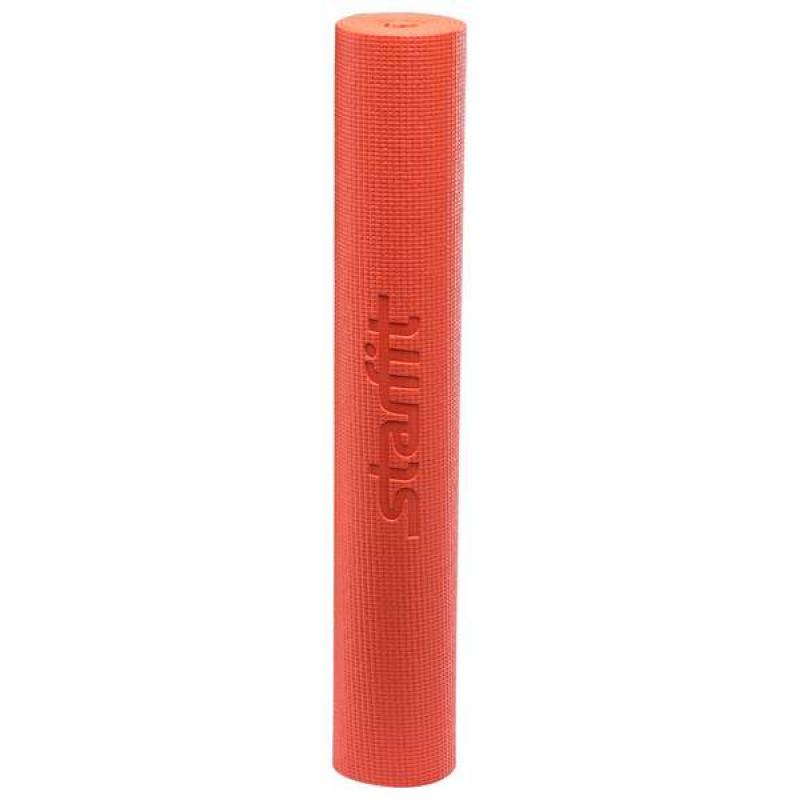 Коврик для йоги FM-101, PVC, 173x61x0,4 см, оранжевый фото