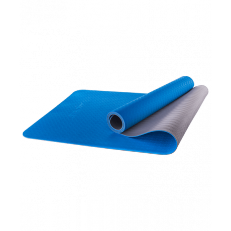 Коврик для йоги FM-201, TPE, 173x61x0,4 см, синий/серый Starfit