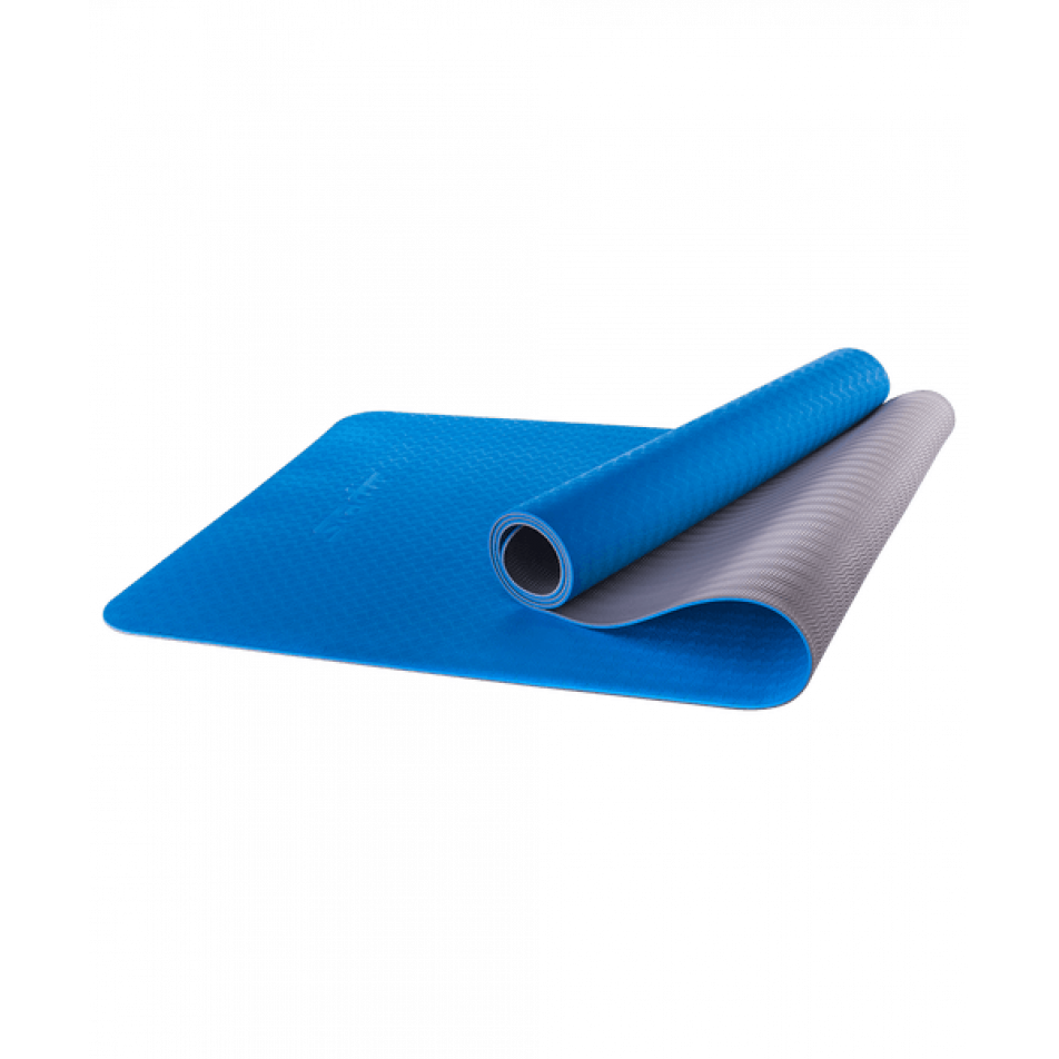 Коврик для йоги FM-201, TPE, 173x61x0,4 см, синий/серый Starfit