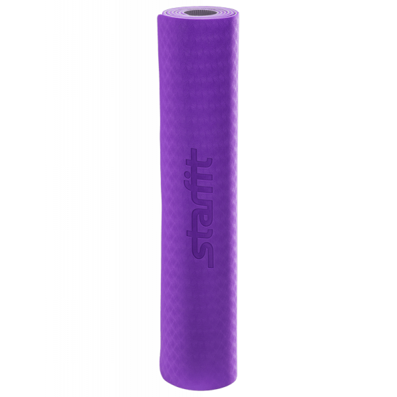 Коврик для йоги FM-201, TPE, 173x61x0,5 см, фиолетовый/серый Starfit фото