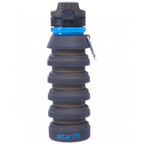 Бутылка для воды FB-100, с карабином, складная, серая Starfit
