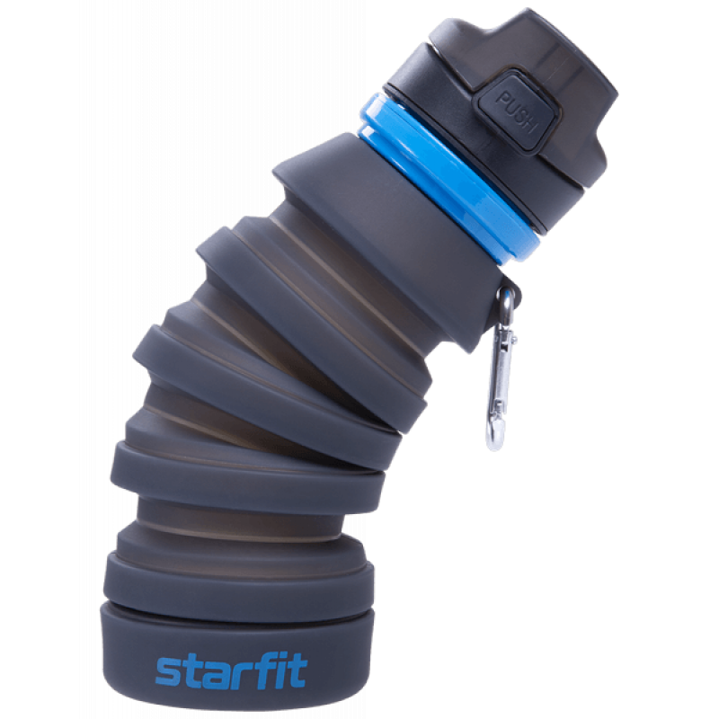Бутылка для воды FB-100, с карабином, складная, серая Starfit