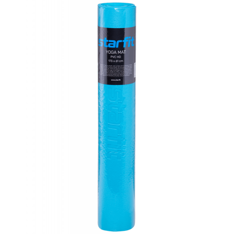 Коврик для йоги FM-103, PVC HD, 173x61x0,4 см, голубой Starfit