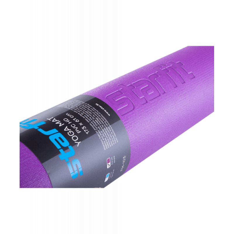 Коврик для йоги FM-103, PVC HD, 173x61x0,6 см, фиолетовый Starfit фото