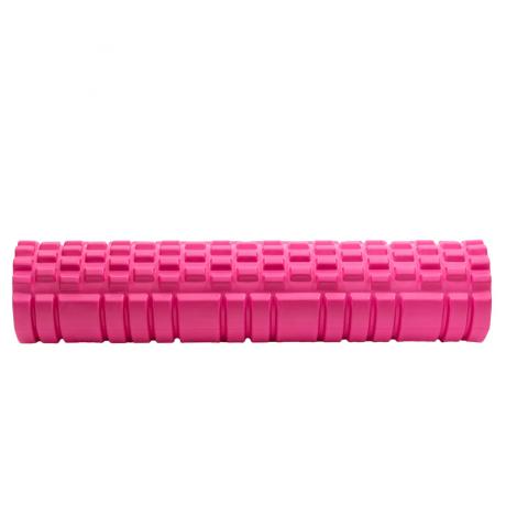 Ролик массажный для йоги, пилатеса и фитнеса 61х14 см, розовый